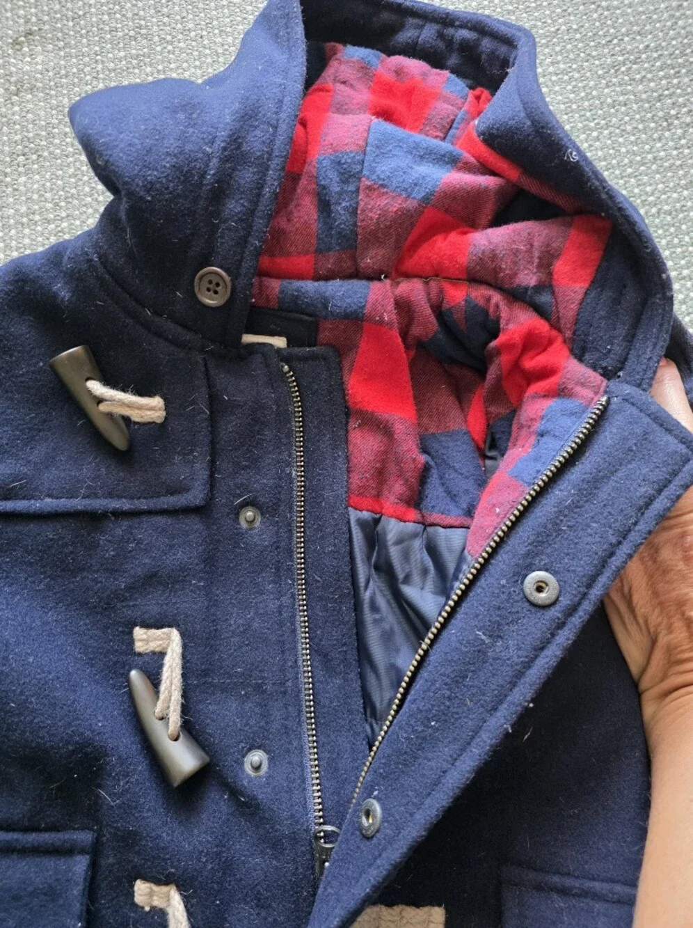 GAP Kids Navy Hooded Pea Coat with Toggle Fastenings